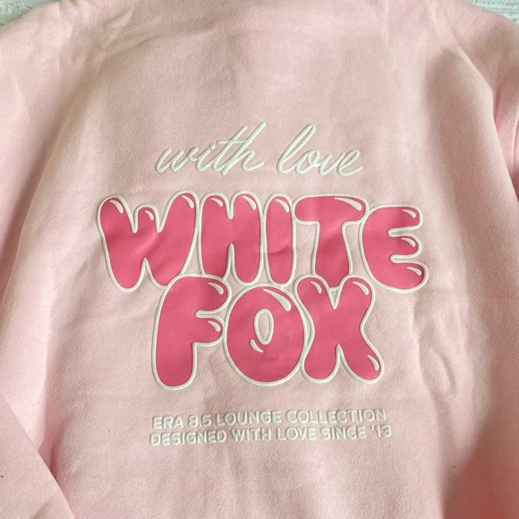 White Fox With Love Always Oversized Hoodie Baby Pink - Picture 5 of 8